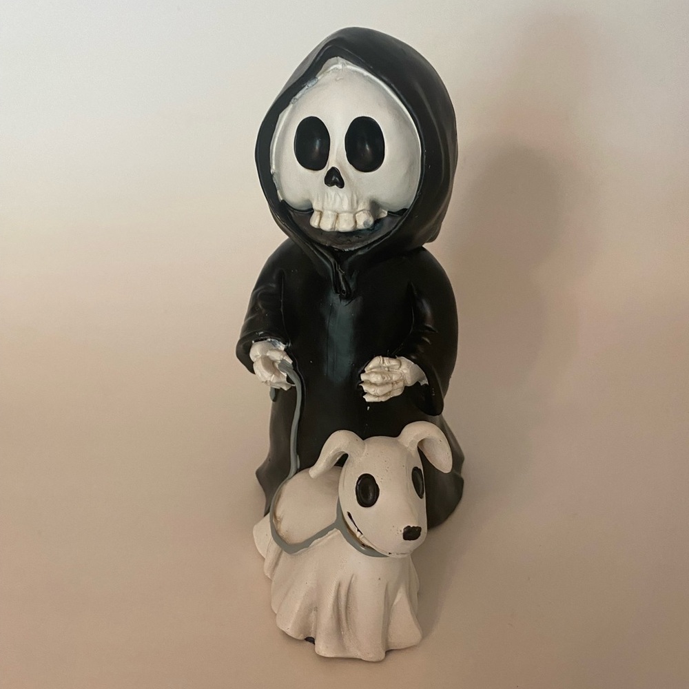 Grim Reaper Walking Ghost Dog Halloween Figurine Summerwean Viral New